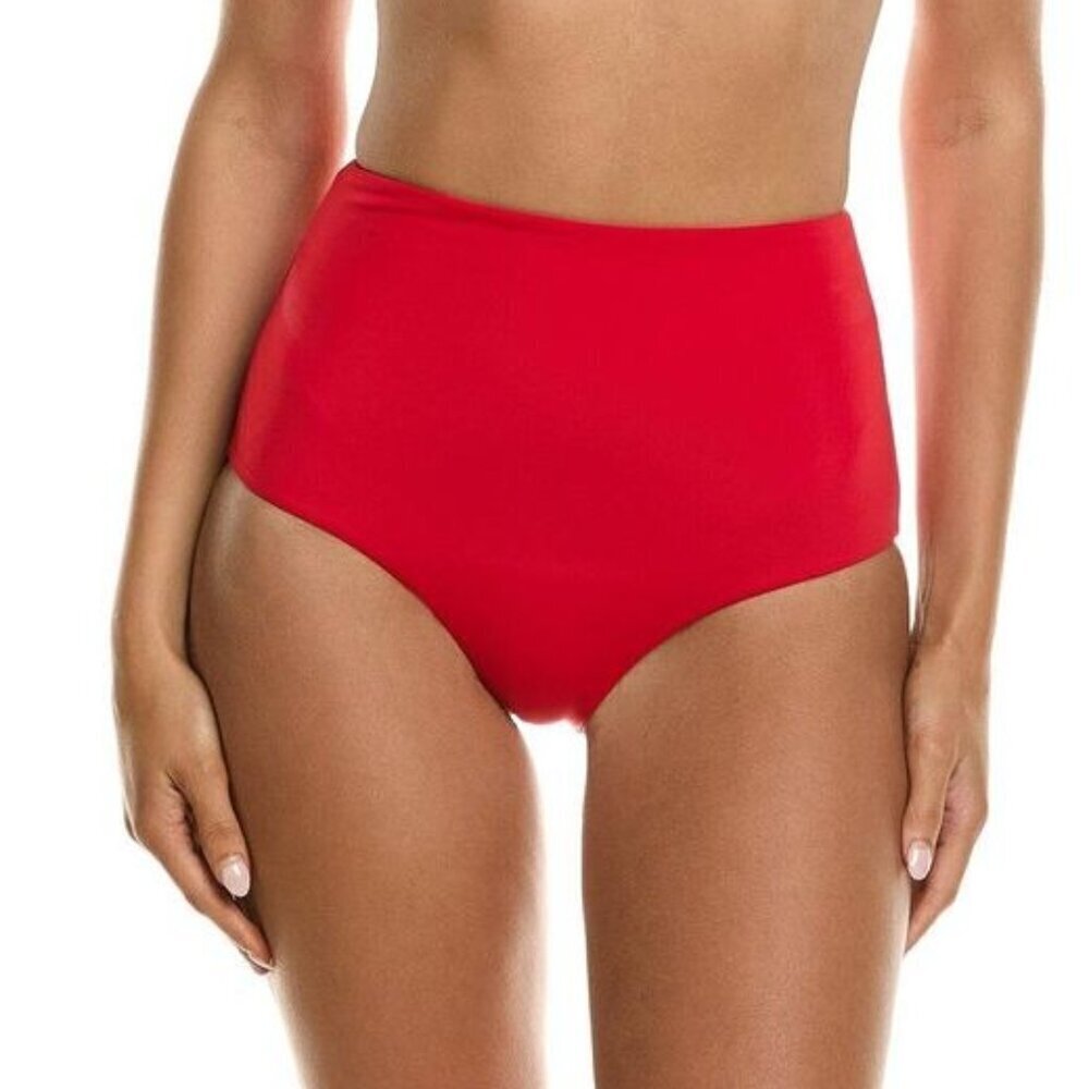 Mara Hoffman Lydia High Waisted Bikini Bottom in Red NWT